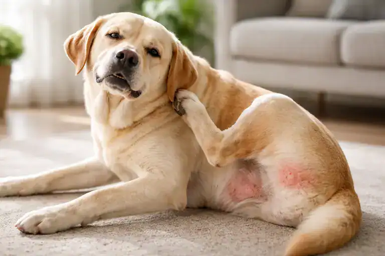 Environmental allergies in dogs causing itching and skin inflammation