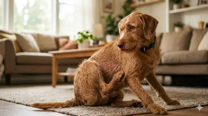 Signs of food allergies in dogs including itching and skin irritation