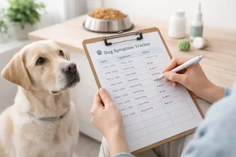 Tracking symptoms during an elimination diet for dogs