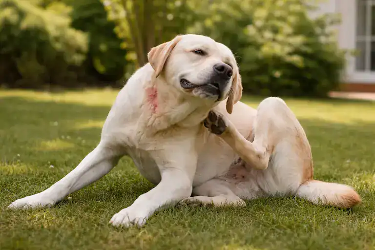 environmental allergies in dogs causing itching and skin inflammation
