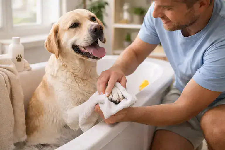 managing environmental allergies in dogs with regular bathing and paw cleaning