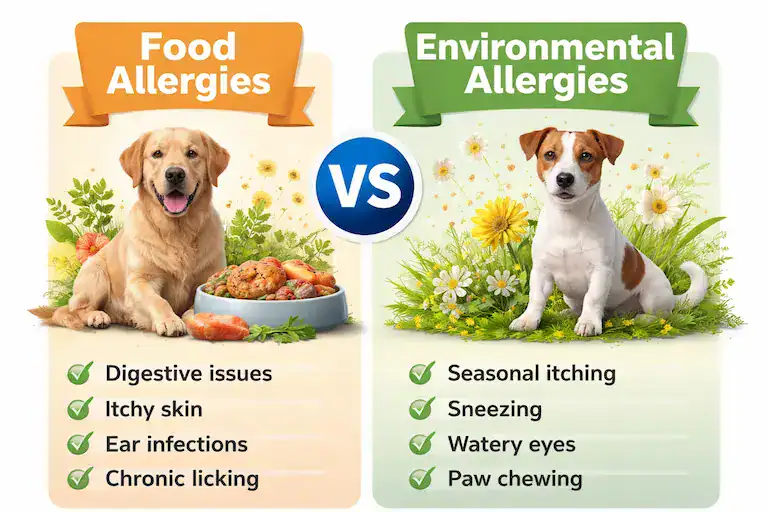 comparison chart of food vs environmental allergies in dogs