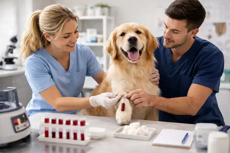 dog allergy blood test at veterinary clinic