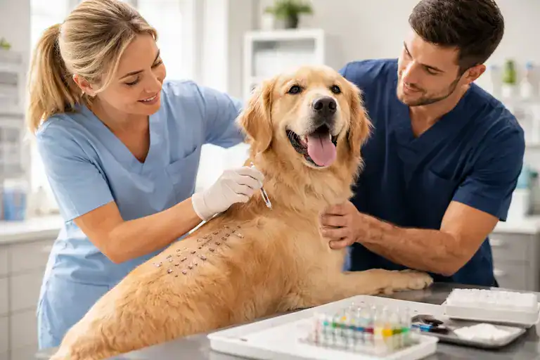 dog allergy testing procedure at a veterinary clinic