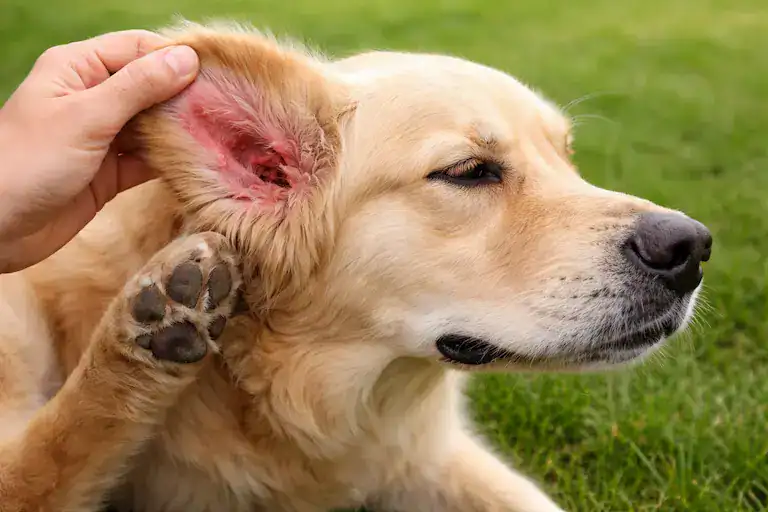 dog ear infections from allergies red inflamed ear canal and itching