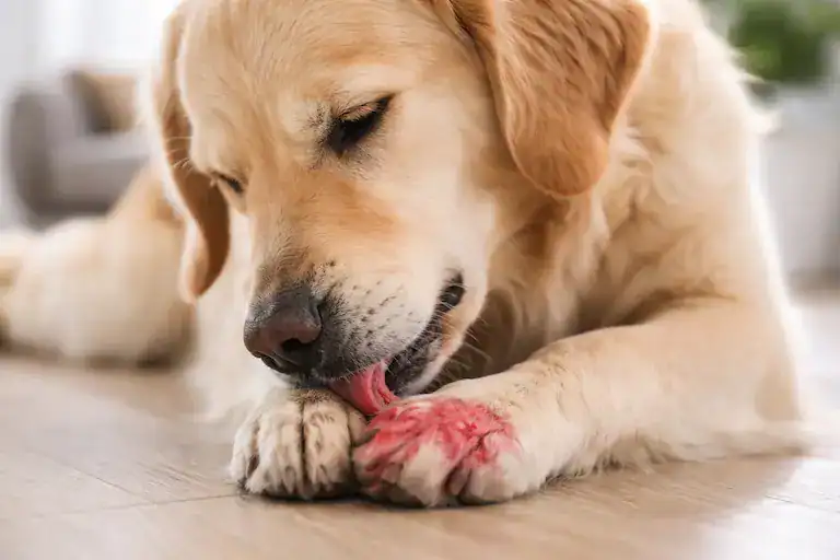 dog paw licking allergies causing irritated paws