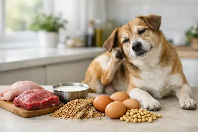 most common food allergens in dogs causing itching and ear infections