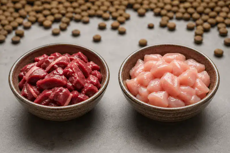 Comparing duck versus chicken meat for dog food allergies