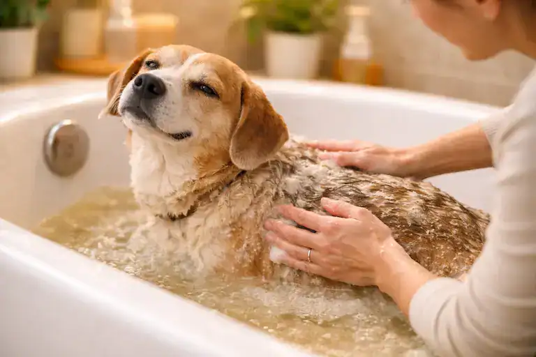 dog oatmeal bath for itchy skin relief treatment