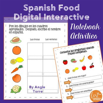 Spanish Food La comida Google Drive Activities