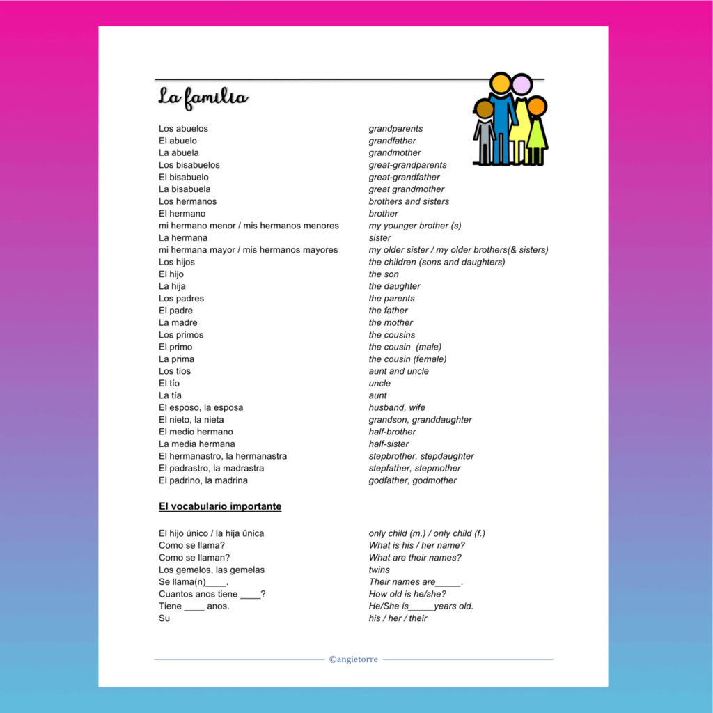 Spanish Family La familia Interactive Notebook Activity - Image 3