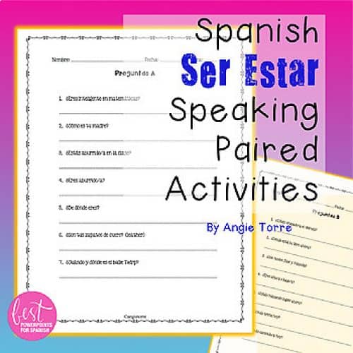 Spanish Ser Estar Paired Speaking Activities and Student Handouts