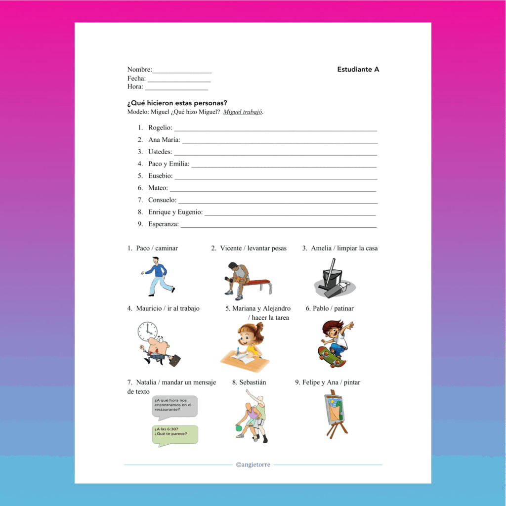 Spanish Preterite Tense El pretérito Paired and Group Activities - Image 2