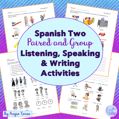 Spanish Two Speaking and Listening Paired and Group Activities for One Year