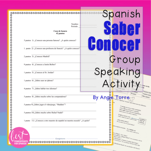 Spanish Saber conocer Group Speaking Activity