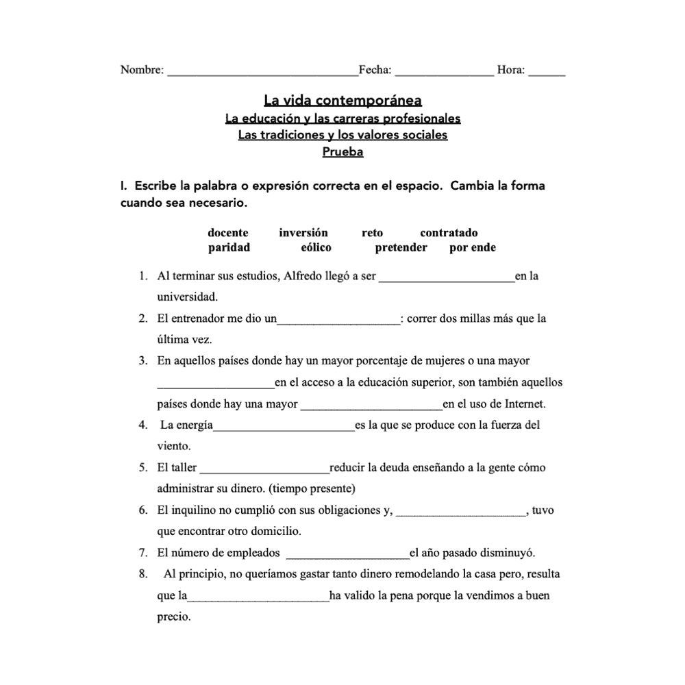 AP Spanish Vocabulary for La vida contemporánea for Vista Higher Learning - Image 4
