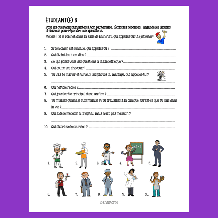 Les Métiers Paired Activities - Image 3
