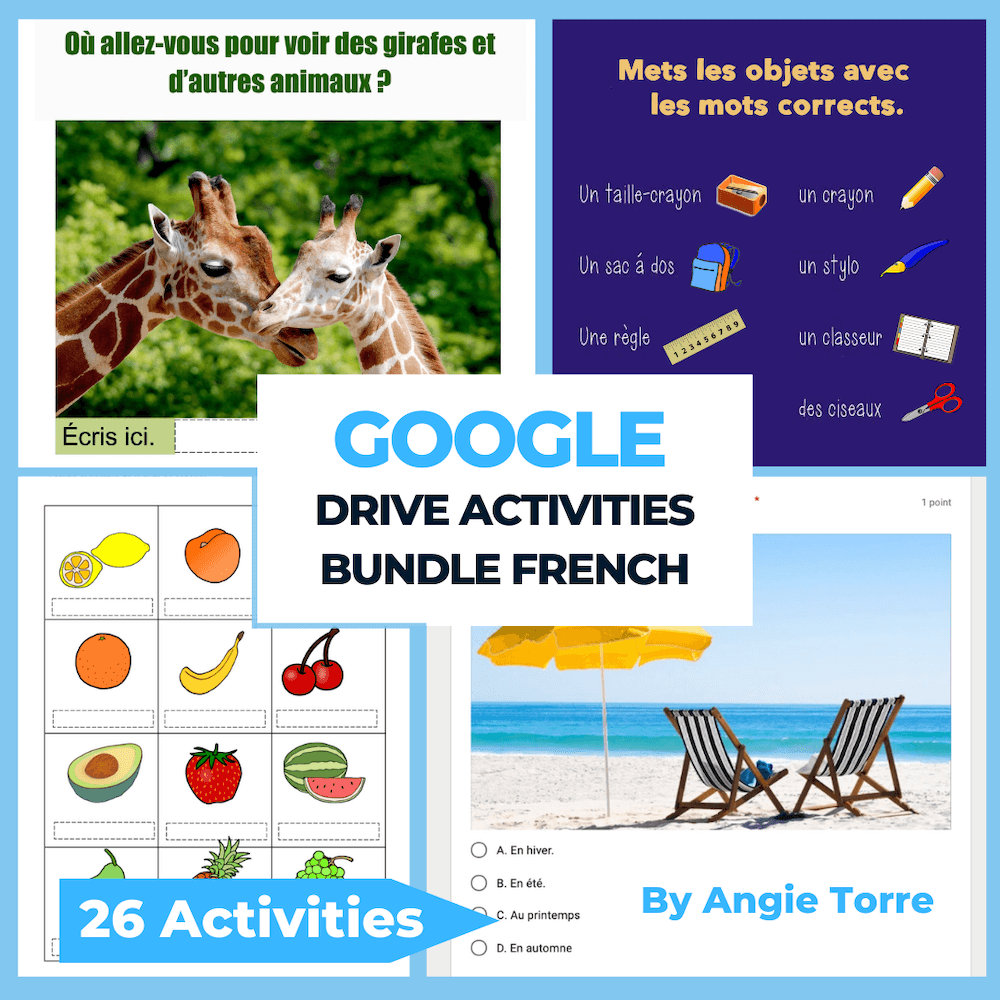 French Google Drive and Google Forms Activities Bundle