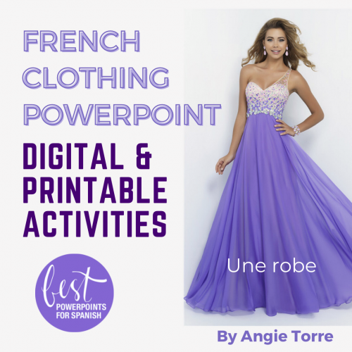 Les vêtements PowerPoint and Digital and Printable Activities Woman in long purple dress