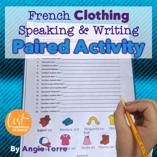 Les vêtements Paired Speaking Activity French Clothing