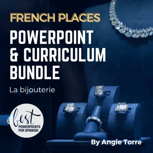 Places Vocabulary in French PowerPoint and Curriculum La bijouterie jewelry displayed in jewelry shop
