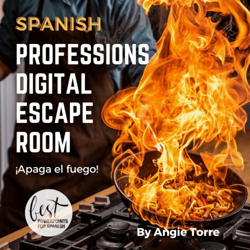 Spanish Escape Room for the Professions and Jobs pan on fire