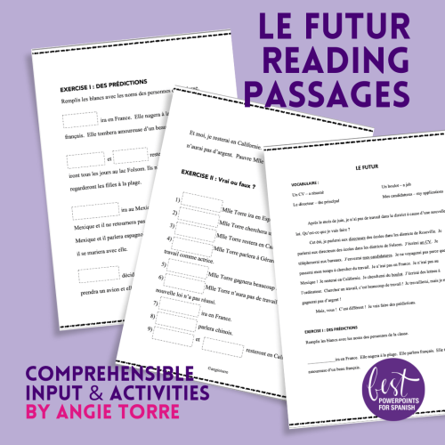 Le future simple French Future Tense Readiing Comprehension Passages