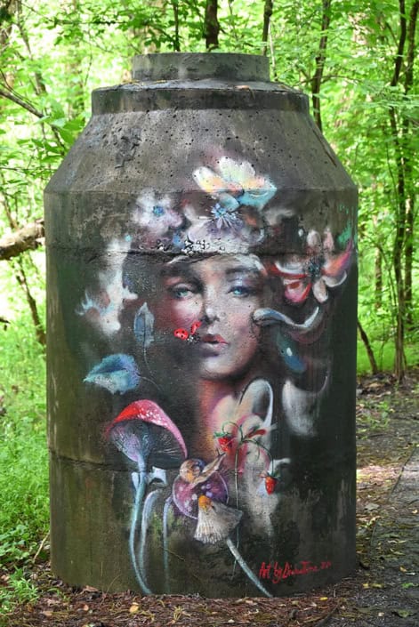 mural on a concrete cistern
