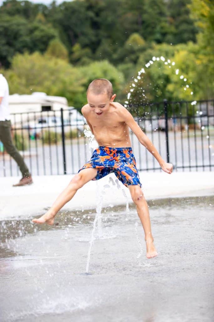 Kids playing on splash pad
