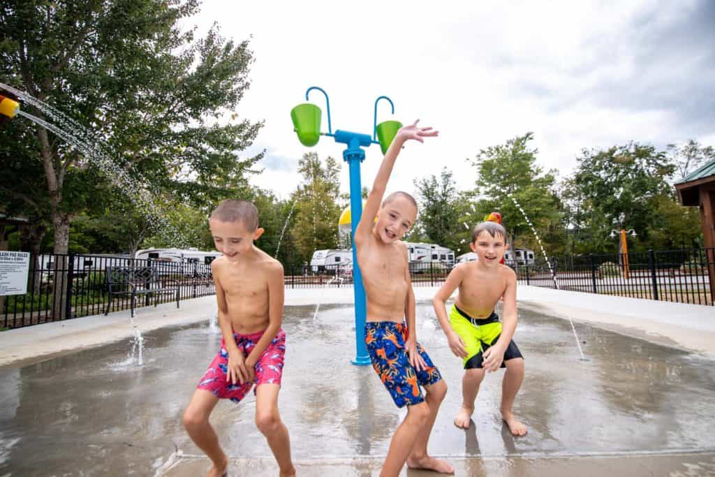 Kids playing on splash pad