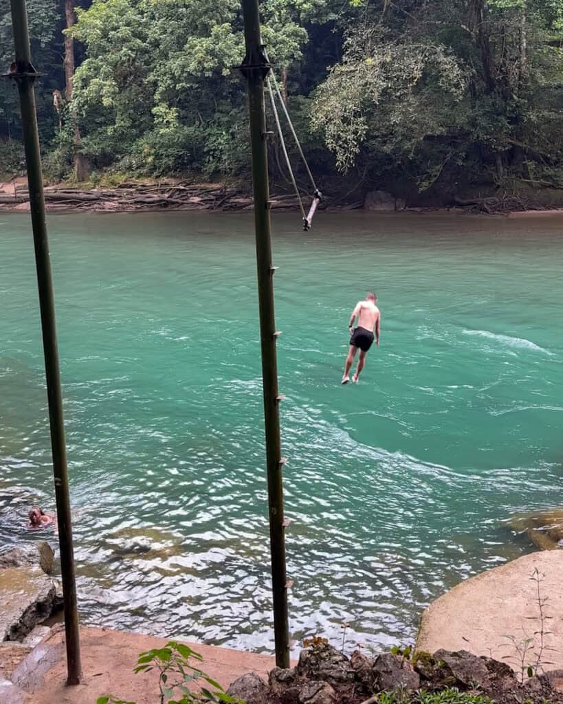 The rope swing in Semuc Champey