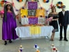 Day of the Dead altar and participants
