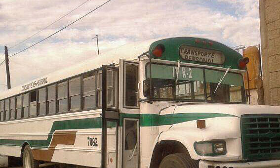Maquiladoras (Mexican free trade factories) use retired U.S. school busses to transport workers to and from their jobs
