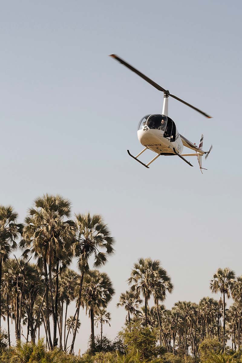Helicopter flying in safari