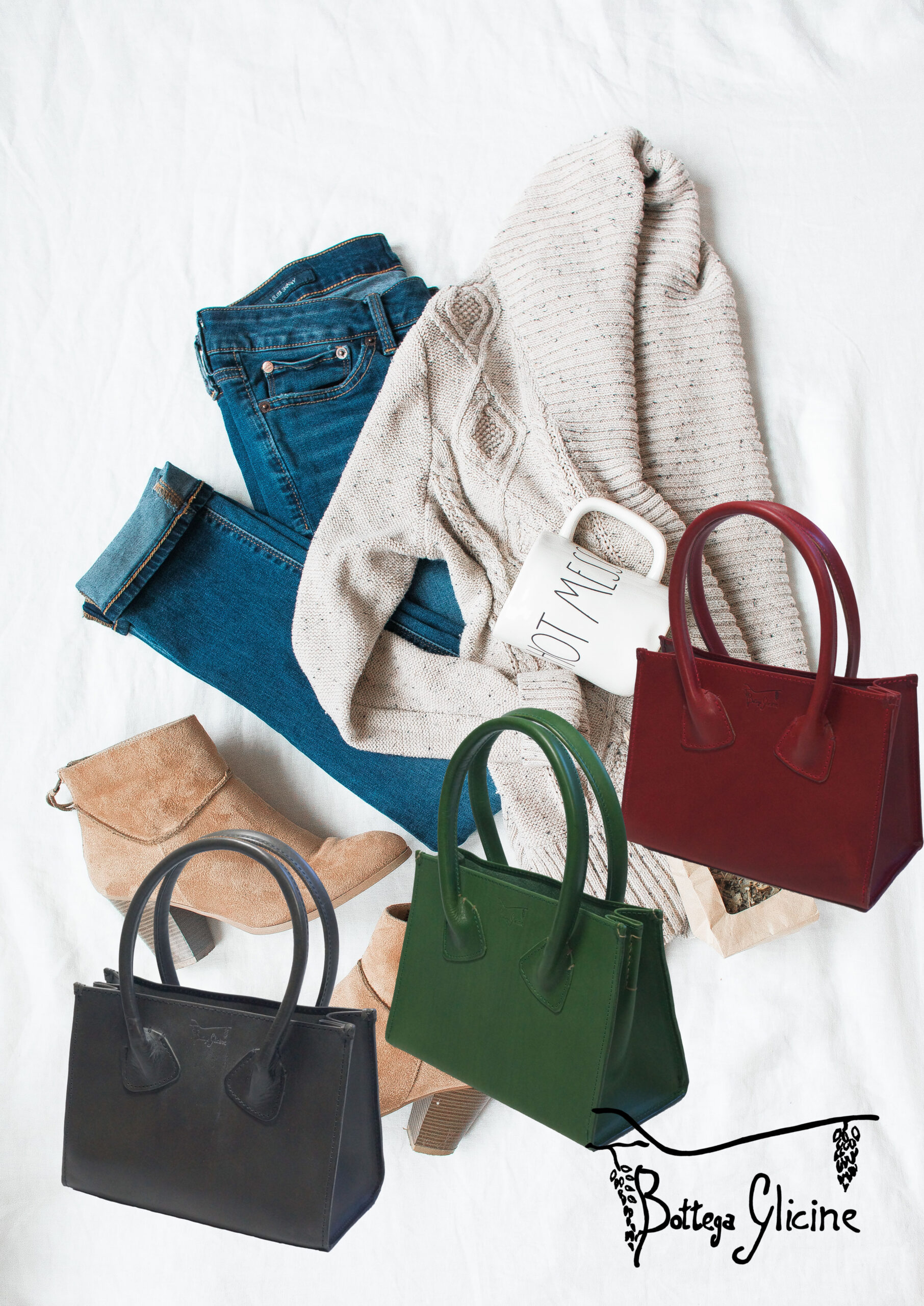 ミニトート　Bottega Glicine 山梨にある革工房