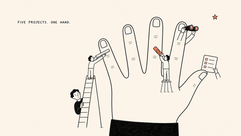 Five projects, one hand, building the teams that will bring them to life