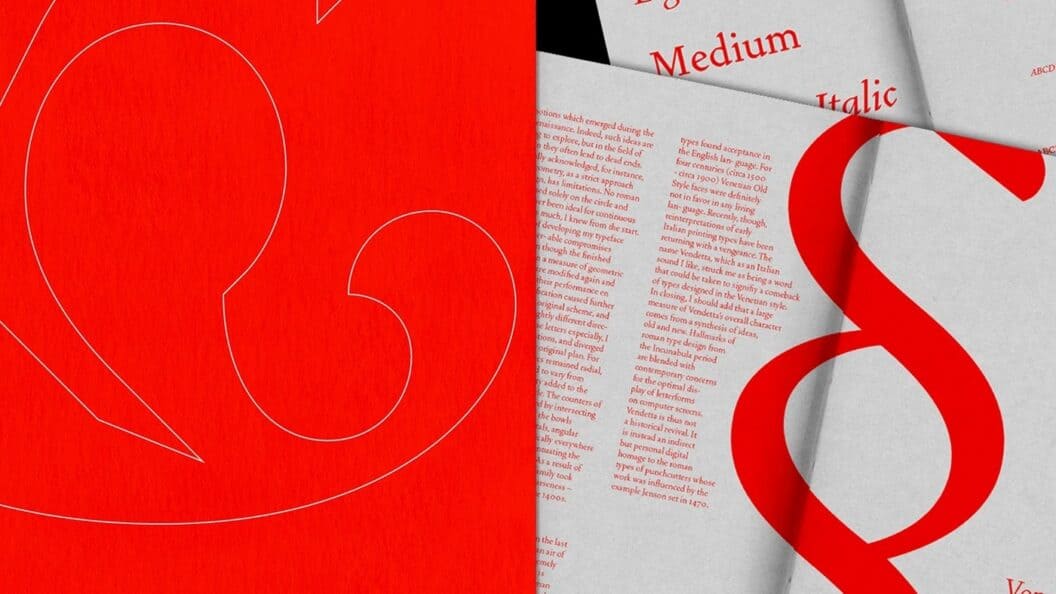 Vendetta Typeface Specimen, Curated Book Layouts and Refined Typographic System