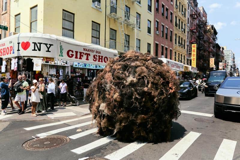 10ft Ball of Real Human Hair Rolls Through New York, Part of a Deliberate Viral Art Campaign