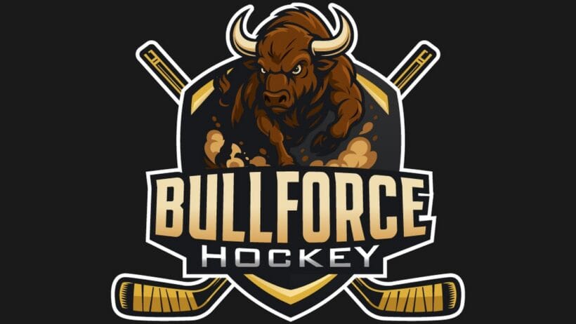 Bullforce Hockey Mascot Logo, High-Impact Sports Identity by Muzamil Ahmed Ansari