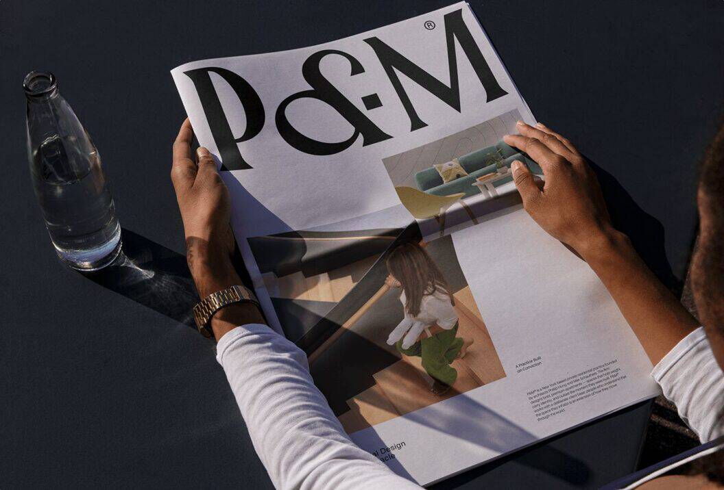 Gideon Phillip Crafts Bold Monochrome Brand Identity for PM, Minimal Design, Maximum Impact