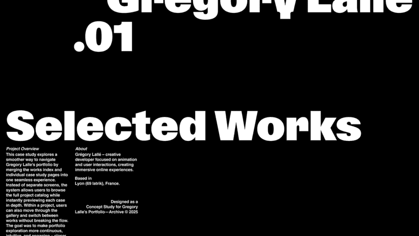 Gregory Lalle Portfolio Concept, Pixel-Perfect UI/UX Redesign by Dmitri Semenov