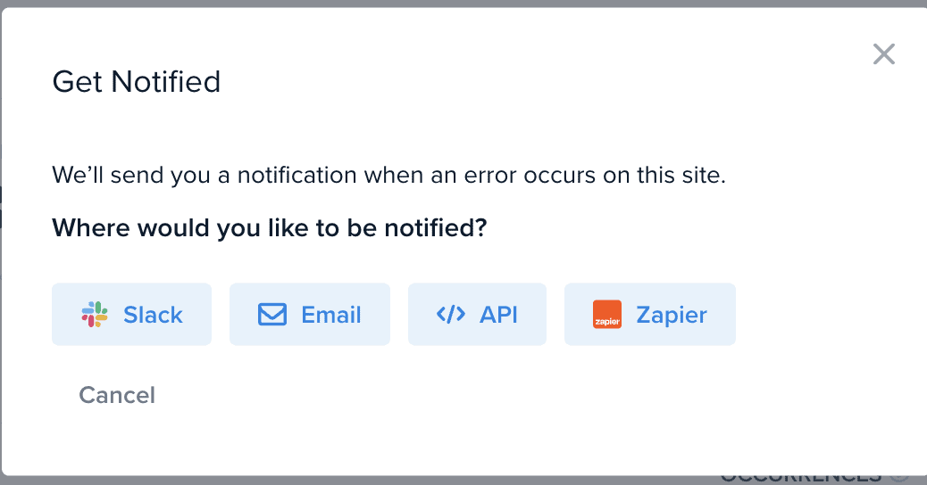 Instant Slack, Email, Zapier alerts for new website errors, resolve issues faster