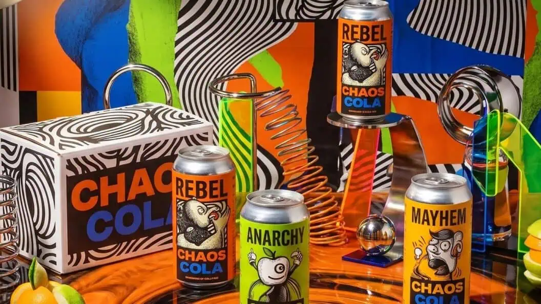 Chaos Cola Packaging by Up-Brands, Case Study in Bold, Disruptive Shelf Appeal