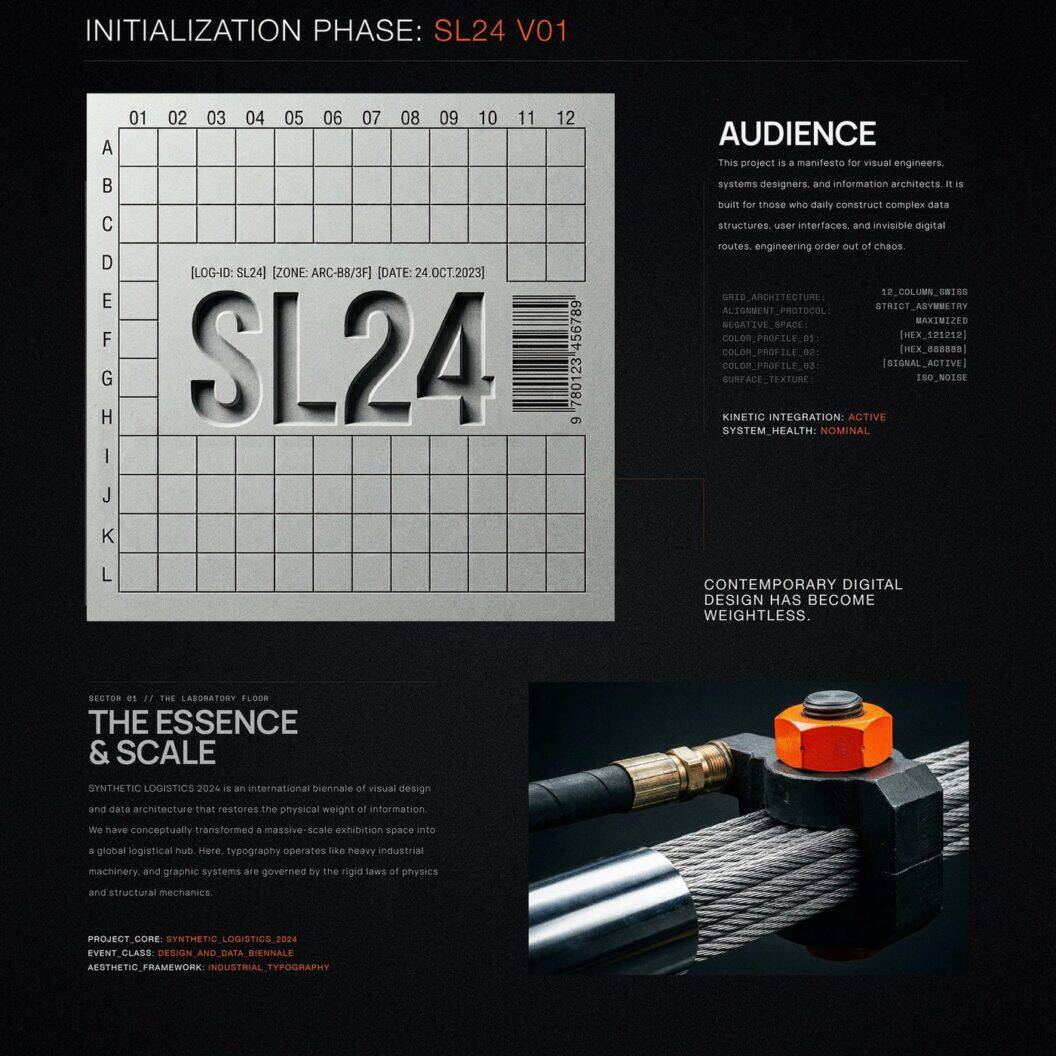 SL24 Brutalist Typeface by Kseniya Artman, Raw Geometric Font for Striking Editorials