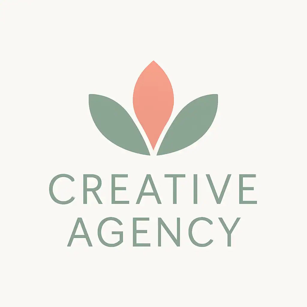 Creative Agency logo with a minimalist leaf design in pastel colors.