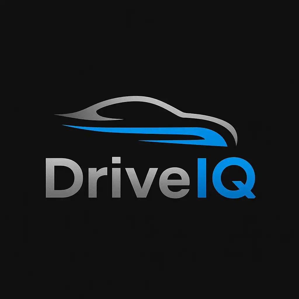 DriveIQ logo with stylized car outline on black background.