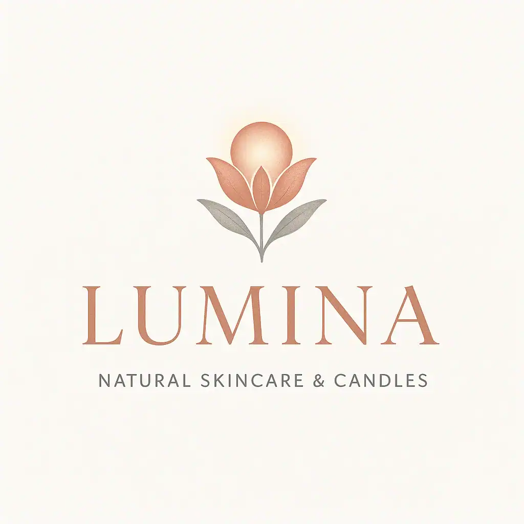 Lumina logo with flower design for natural skincare and candles.