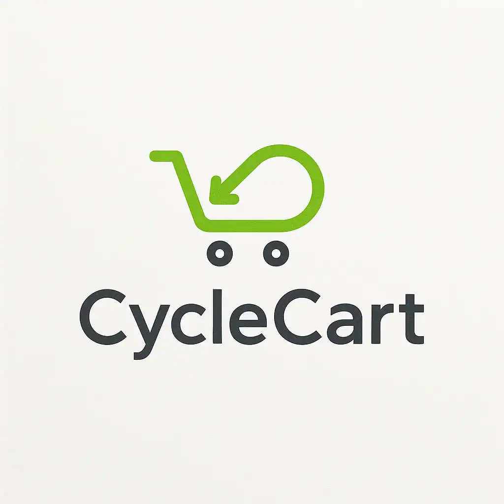 CycleCart logo with shopping cart icon and brand name in black and green.