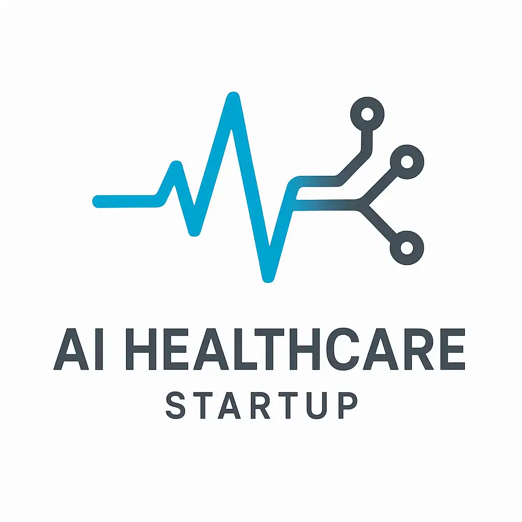 AI Healthcare Startup logo with heartbeat and circuit design.