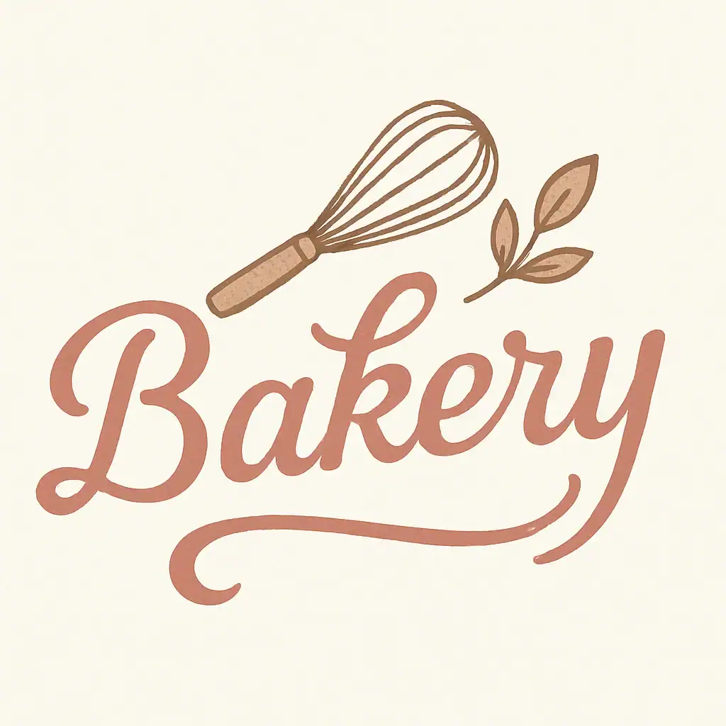 Bakery logo with whisk and leaves for Whisk & Willow Bakery.